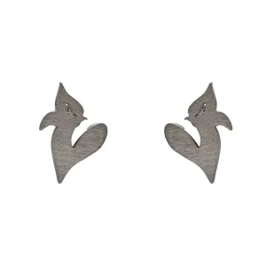 Sterling Silver Black Rhodium Abstract Flower Stud Earrings D
