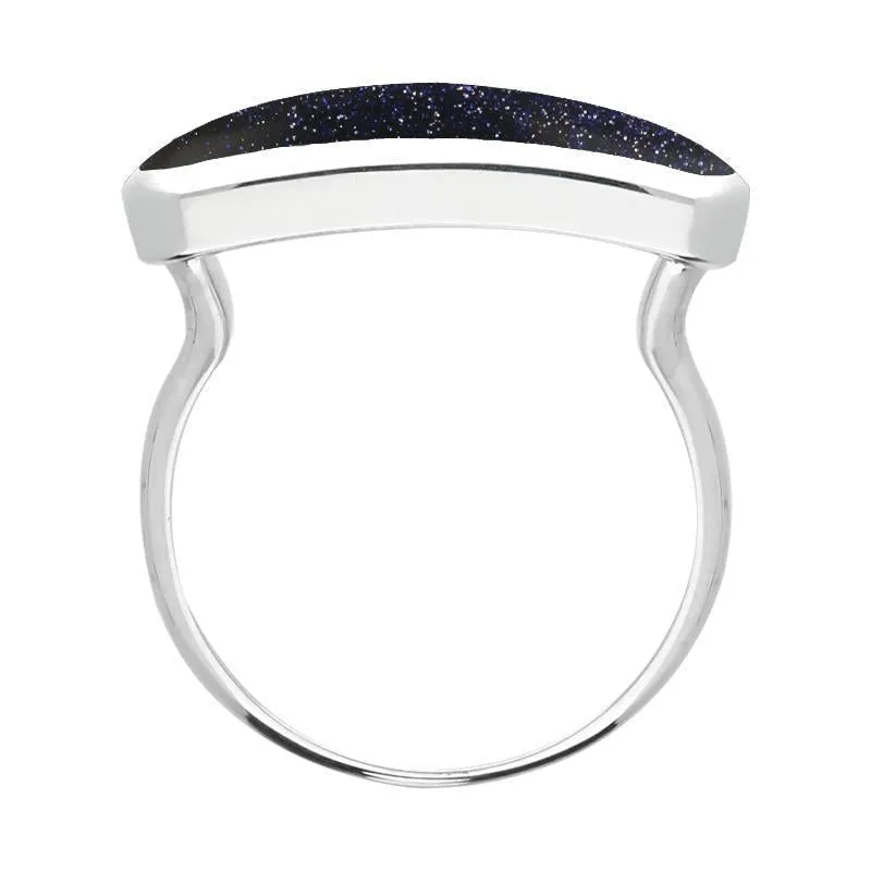Sterling Silver Blue Goldstone Lineaire Petite Oval Ring