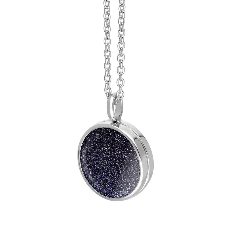 Sterling Silver Blue Goldstone Small Round Locket