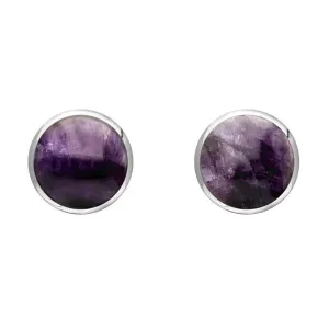 Sterling Silver Blue John 6mm Classic Medium Round Stud Earrings