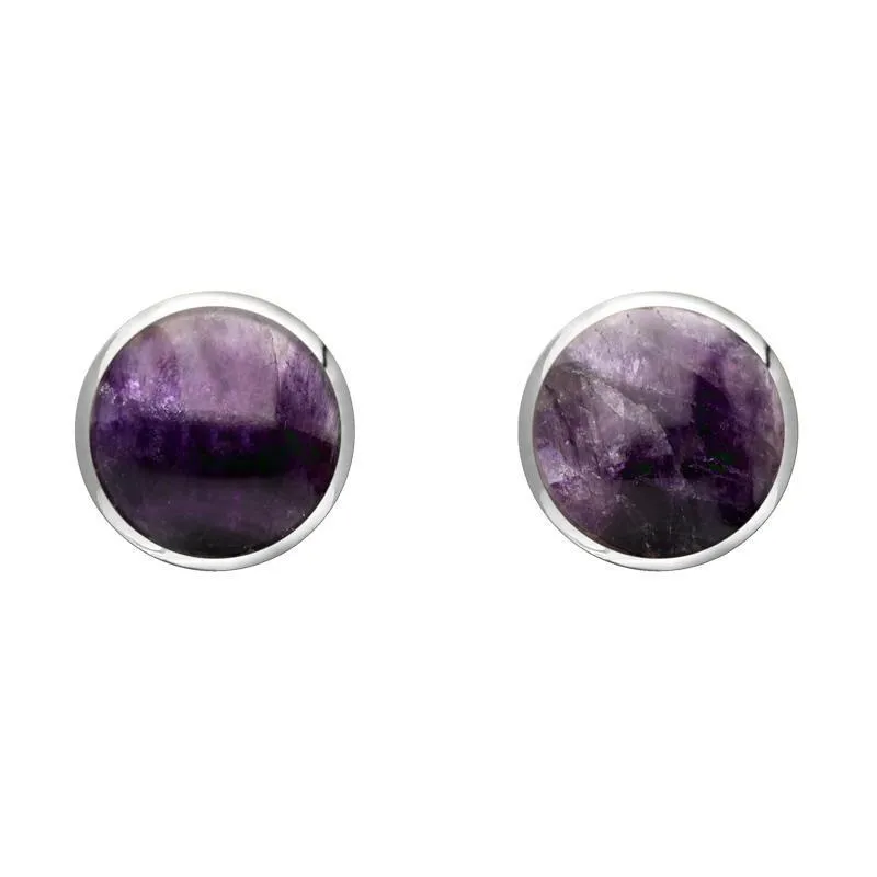 Sterling Silver Blue John 6mm Classic Medium Round Stud Earrings