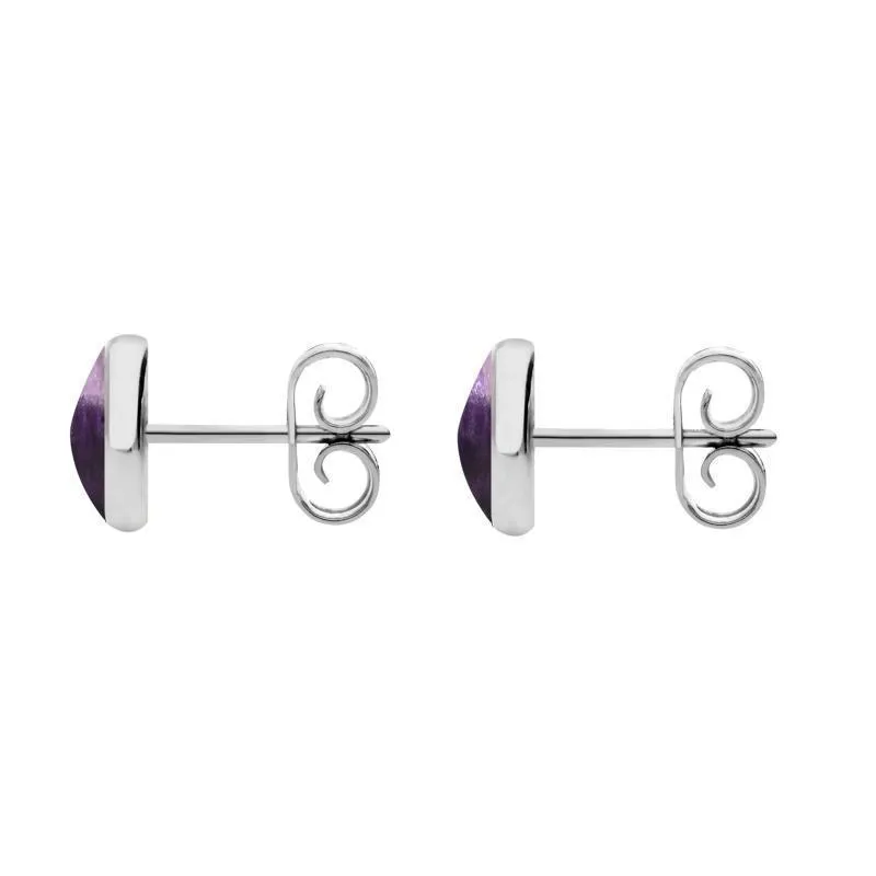 Sterling Silver Blue John 6mm Classic Medium Round Stud Earrings