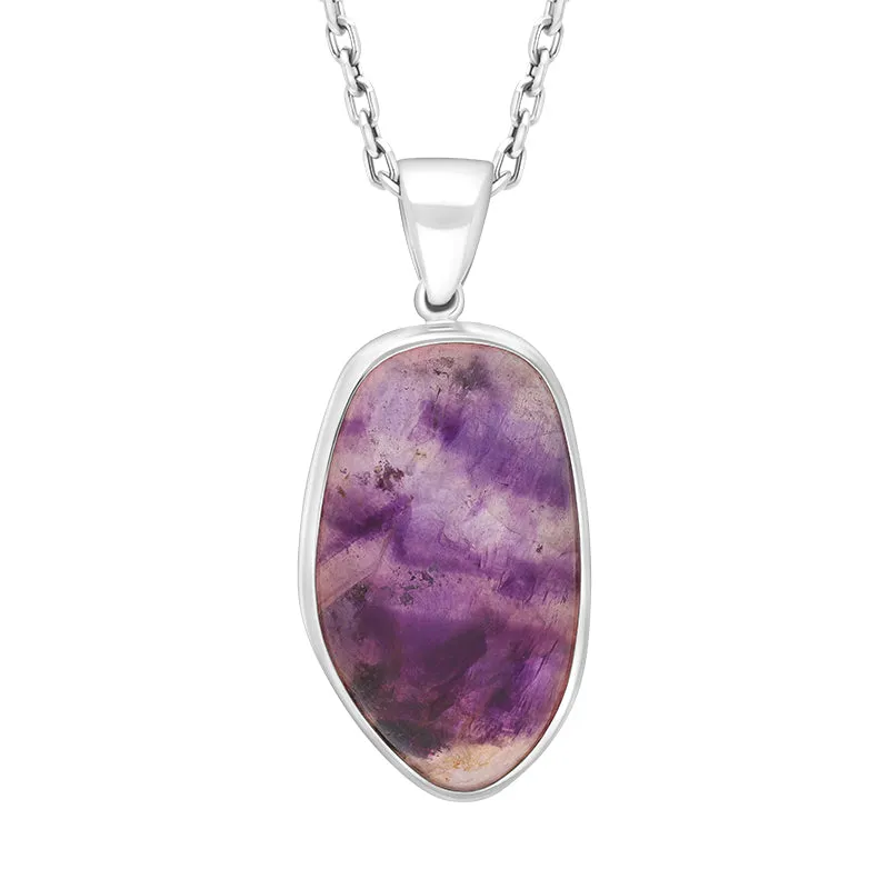 Sterling Silver Blue John Abstract Oval Necklace D