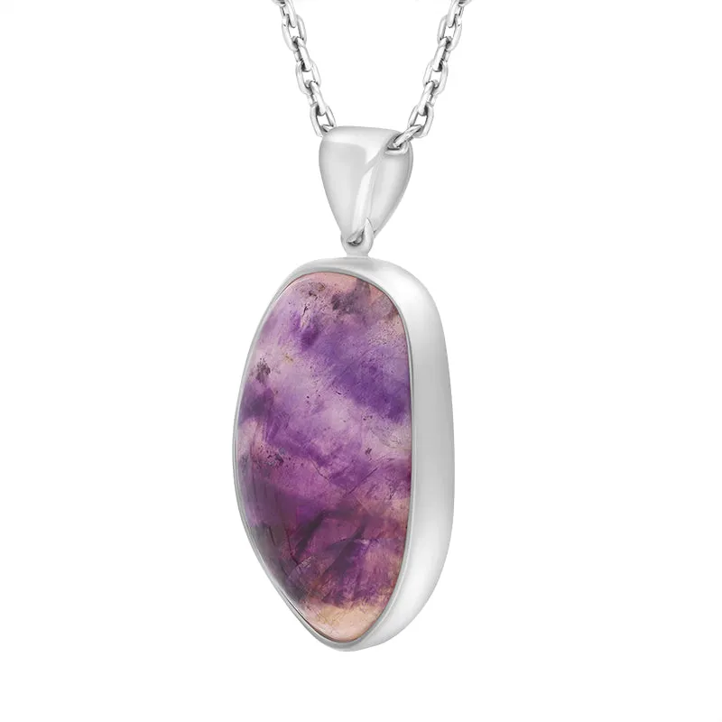 Sterling Silver Blue John Abstract Oval Necklace D