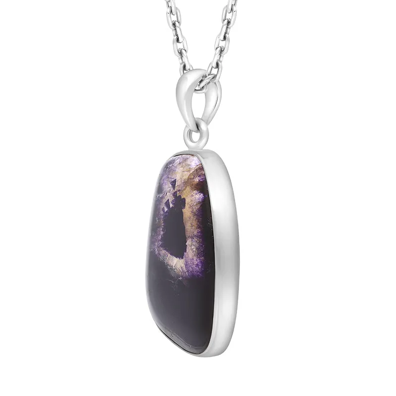 Sterling Silver Blue John Abstract Oval Necklace D