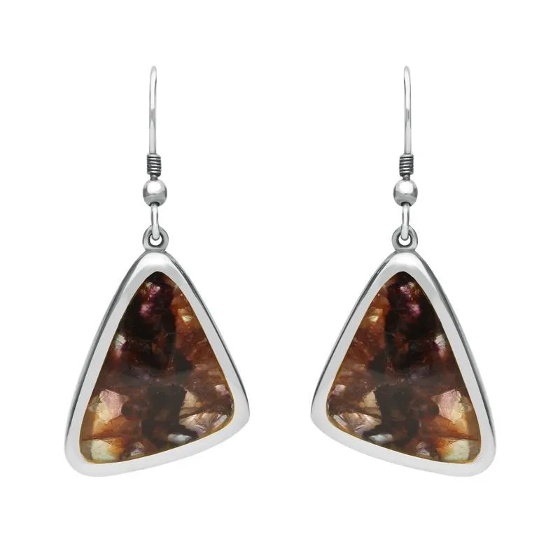 Sterling Silver Blue John Abstract Triangle Hook Drop Earrings