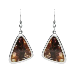 Sterling Silver Blue John Abstract Triangle Hook Drop Earrings