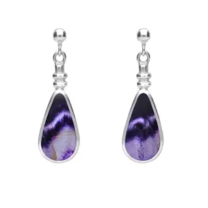 Sterling Silver Blue John Bottle Top Pear Drop Earrings