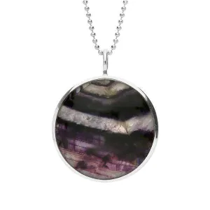 Sterling Silver Blue John Chatsworth House & Garden Double Sided Necklace