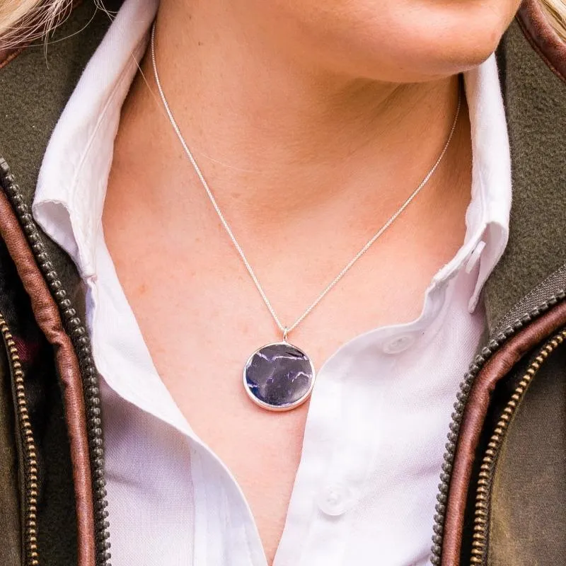 Sterling Silver Blue John Chatsworth House & Garden Double Sided Necklace