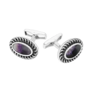 Sterling Silver Blue John Crescent Cufflinks
