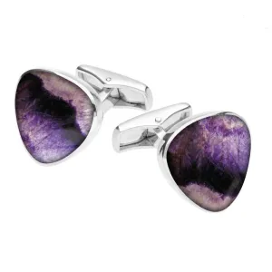 Sterling Silver Blue John Curved Triangle Cufflinks