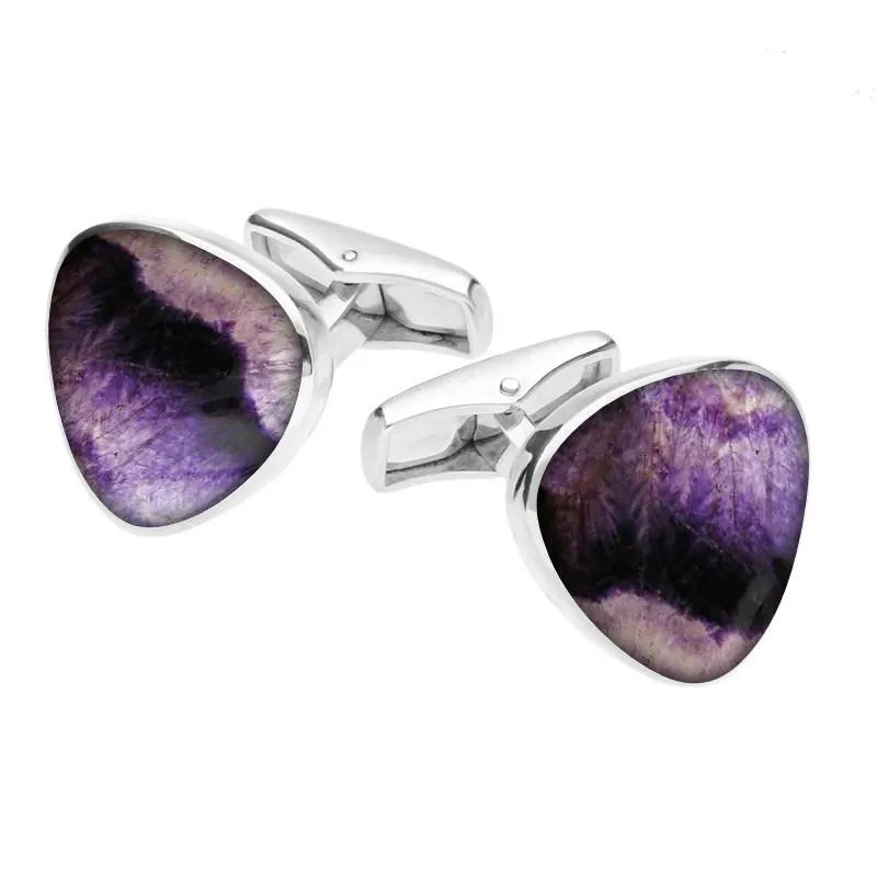 Sterling Silver Blue John Curved Triangle Cufflinks