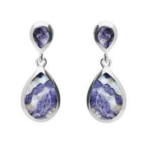 Sterling Silver Blue John Double Pear Drop Earrings