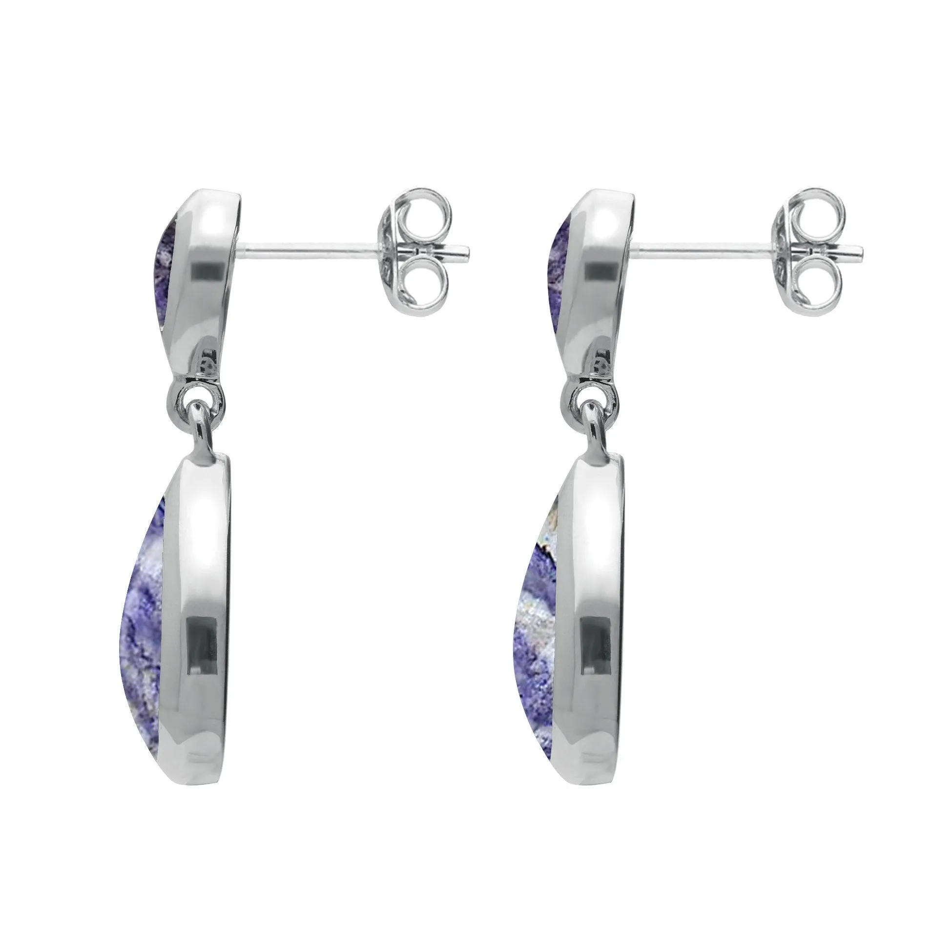 Sterling Silver Blue John Double Pear Drop Earrings