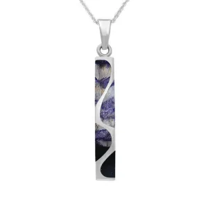 Sterling Silver Blue John Four Stone Curved Oblong Necklace