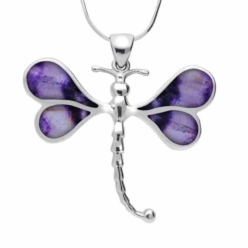 Sterling Silver Blue John Four Stone Dragonfly Necklace