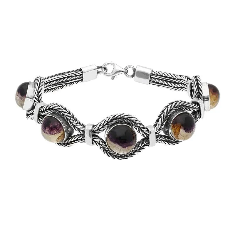 Sterling Silver Blue John Foxtail Five Stone Bracelet D