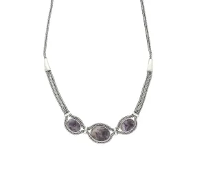 Sterling Silver Blue John Foxtail Oval Necklace D