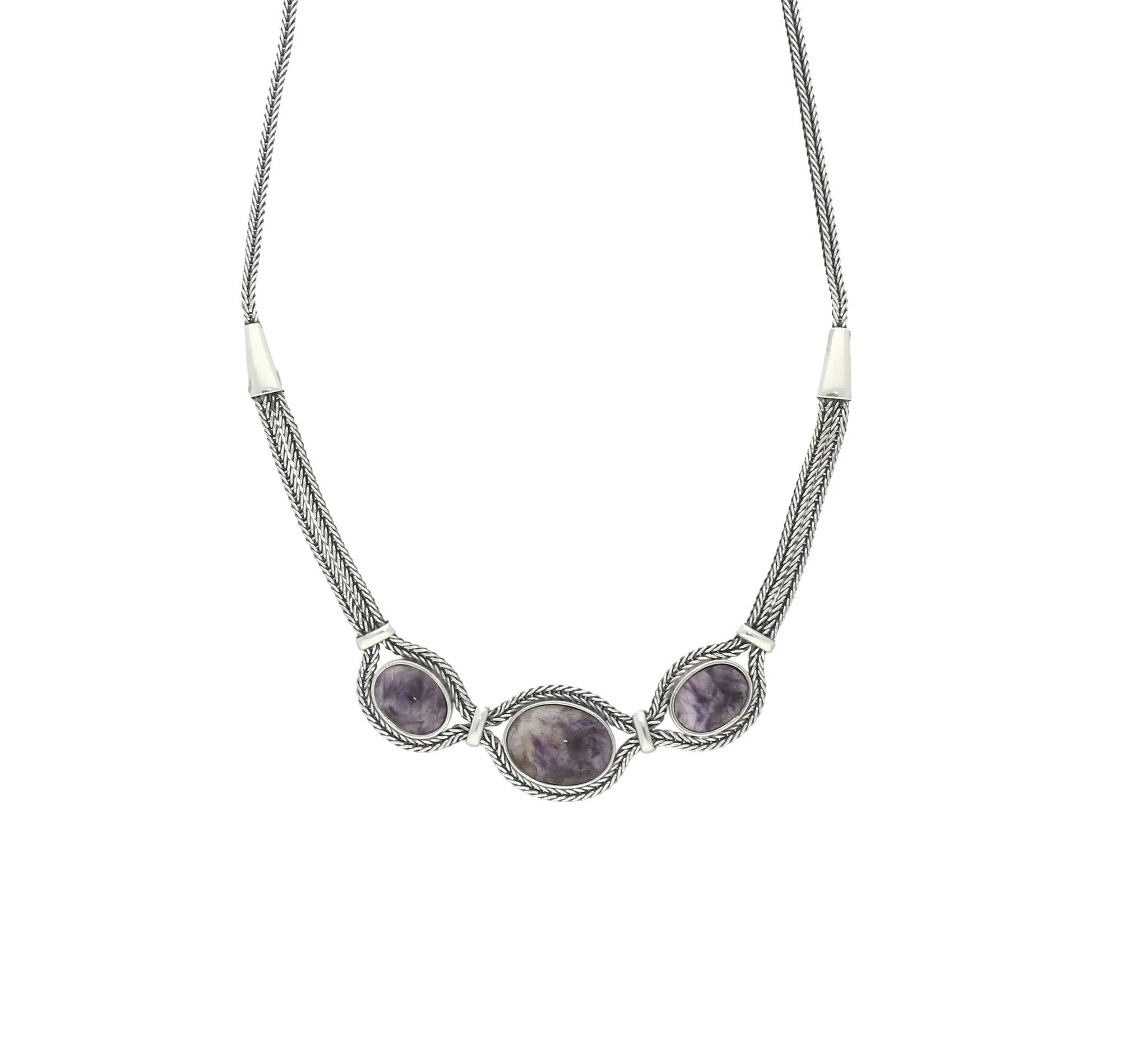 Sterling Silver Blue John Foxtail Oval Necklace D