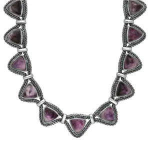 Sterling Silver Blue John Foxtail Triangular Seventeen Stone Necklace D