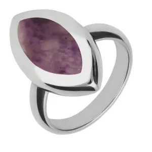 Sterling Silver Blue John Framed Marquise Ring