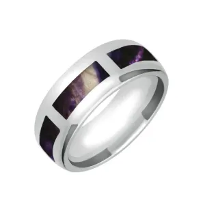 Sterling Silver Blue John Gap 8mm Wedding Band Ring