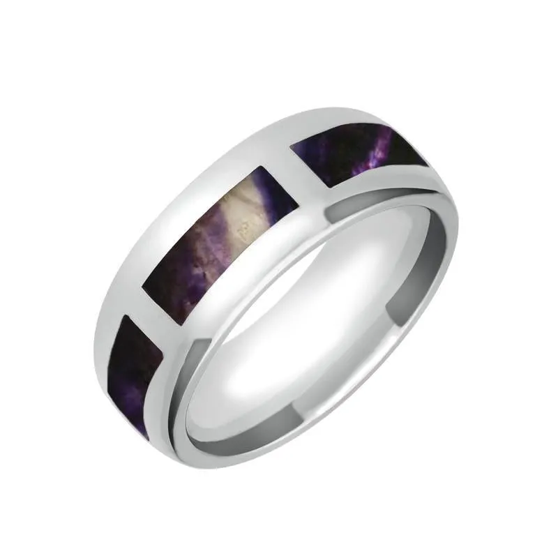 Sterling Silver Blue John Gap 8mm Wedding Band Ring