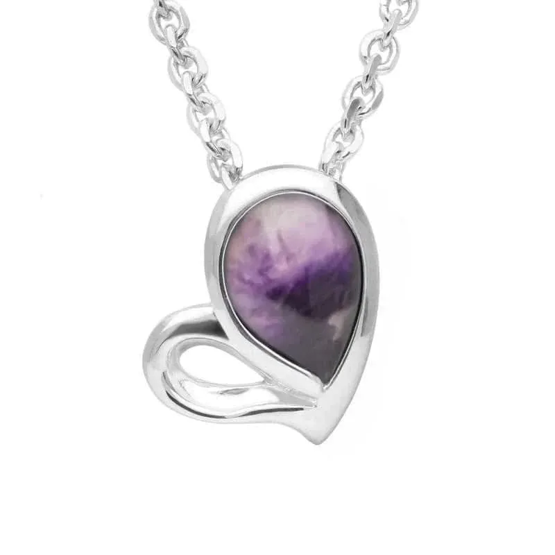 Sterling Silver Blue John Half Filled Heart Two Piece Set