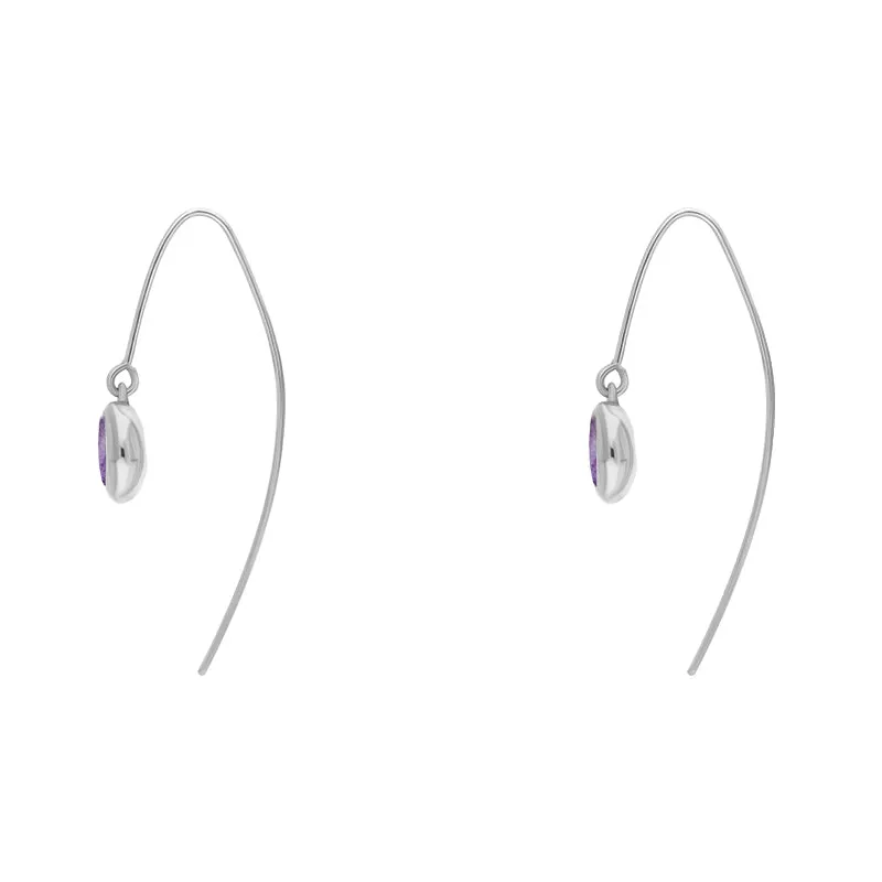 Sterling Silver Blue John Heart Disc Drop Earrings