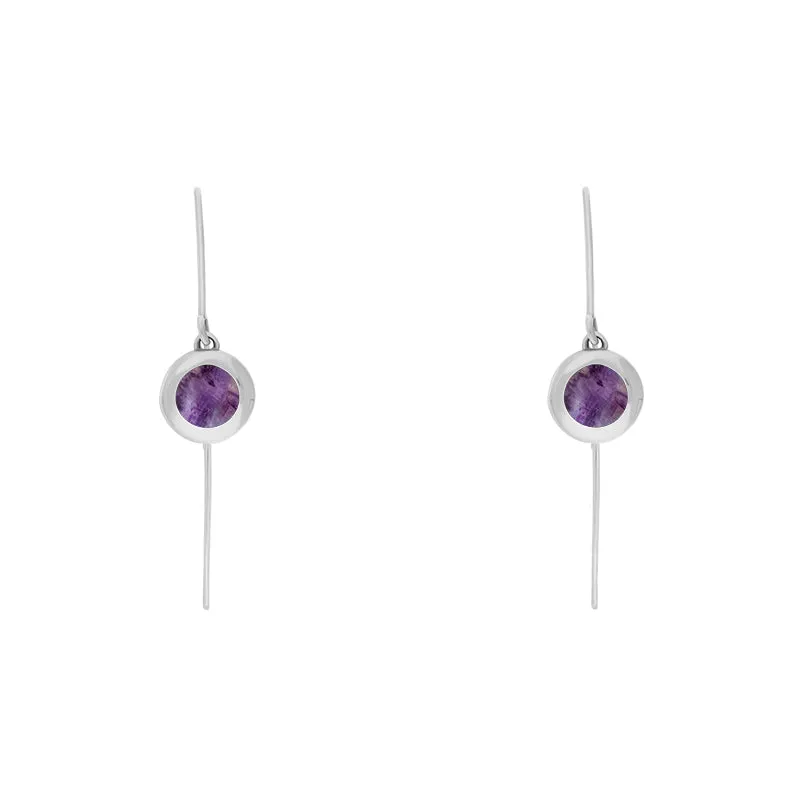 Sterling Silver Blue John Heart Disc Drop Earrings