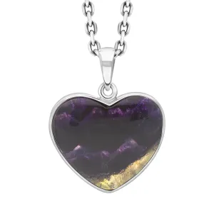 Sterling Silver Blue John Heart Necklace D