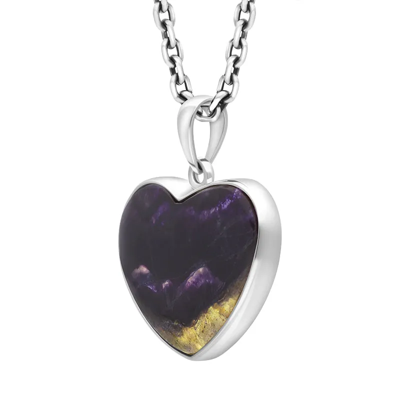 Sterling Silver Blue John Heart Necklace D