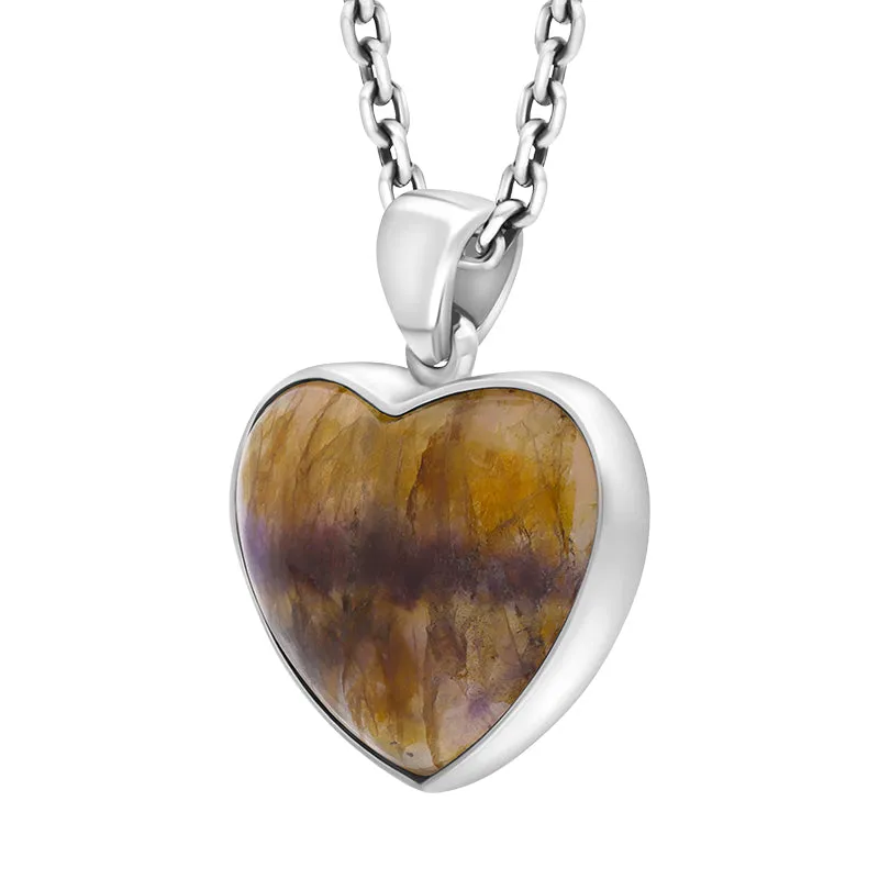 Sterling Silver Blue John Heart Pendant Necklace D