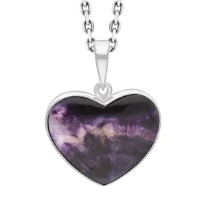 Sterling Silver Blue John Heart Pendant Necklace D