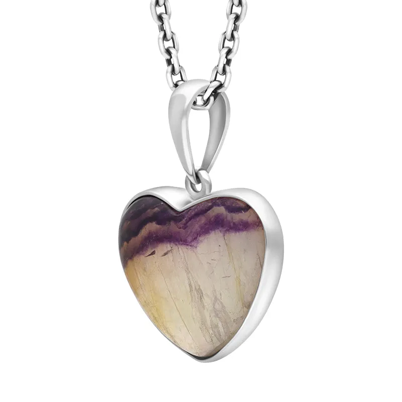 Sterling Silver Blue John Heart Pendant Necklace D