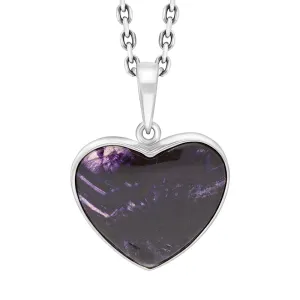 Sterling Silver Blue John Heart Pendant Necklace D