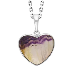 Sterling Silver Blue John Heart Pendant Necklace D
