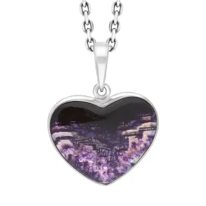 Sterling Silver Blue John Heart Pendant Necklace D