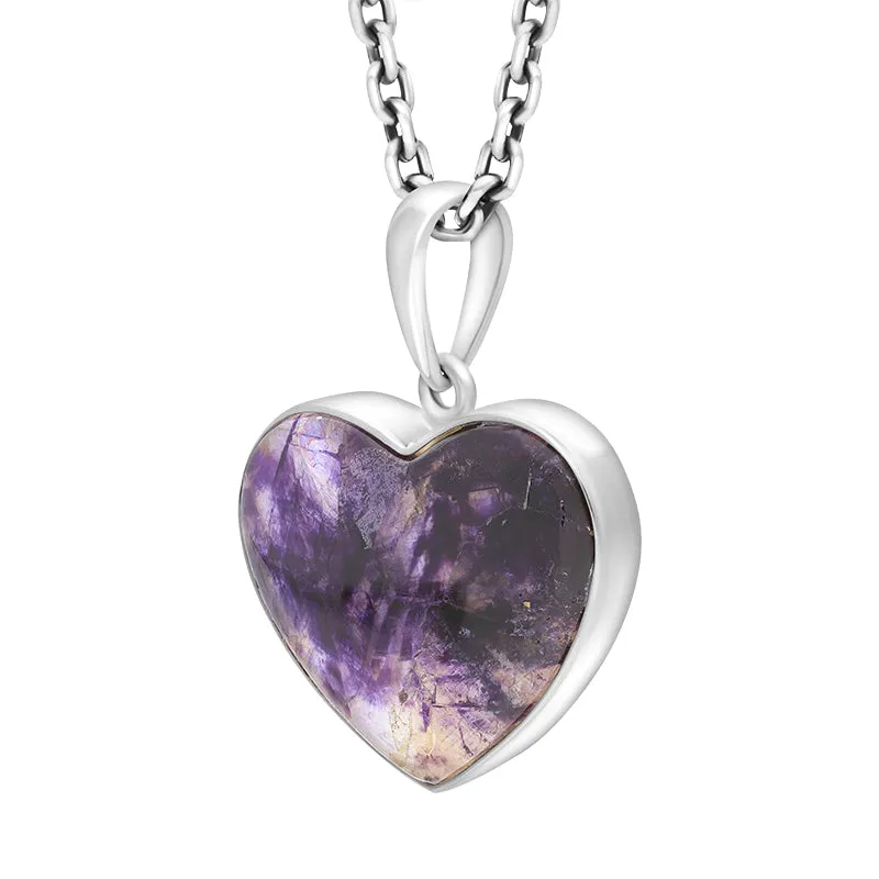 Sterling Silver Blue John Heart Pendant Necklace D