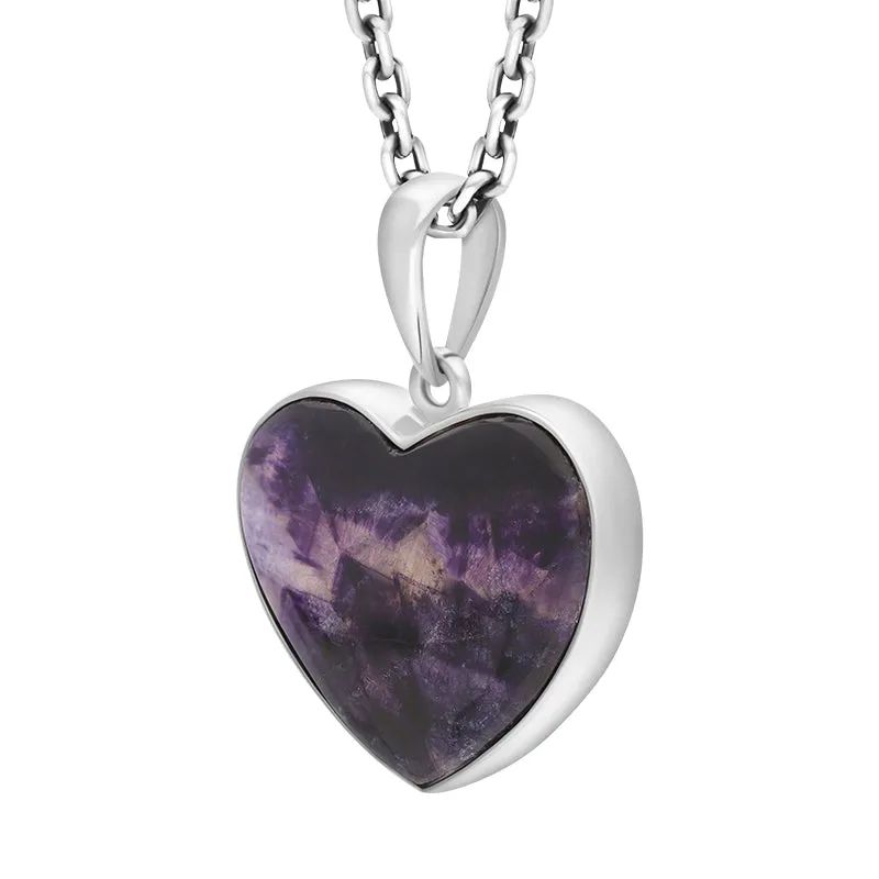Sterling Silver Blue John Heart Pendant Necklace D