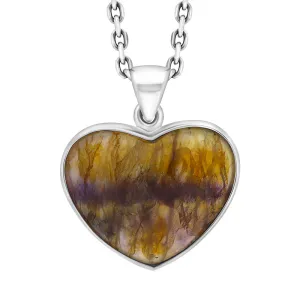 Sterling Silver Blue John Heart Pendant Necklace D