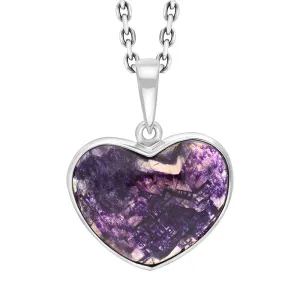 Sterling Silver Blue John Heart Pendant Necklace D