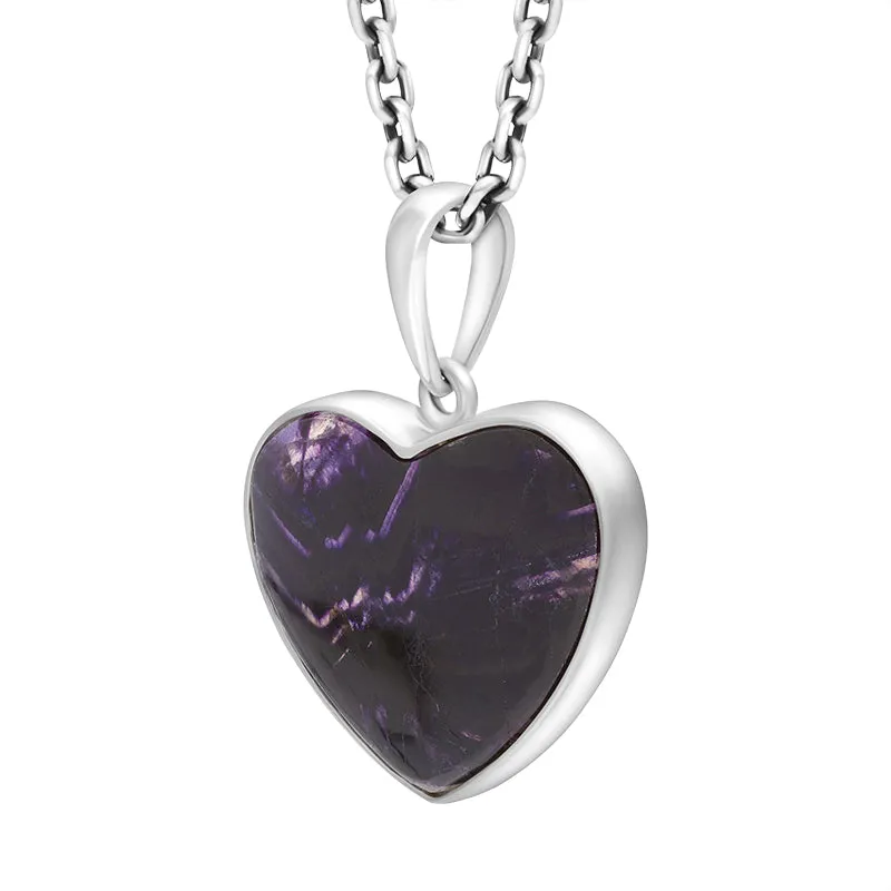 Sterling Silver Blue John Heart Pendant Necklace D