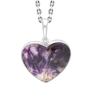 Sterling Silver Blue John Heart Pendant Necklace D