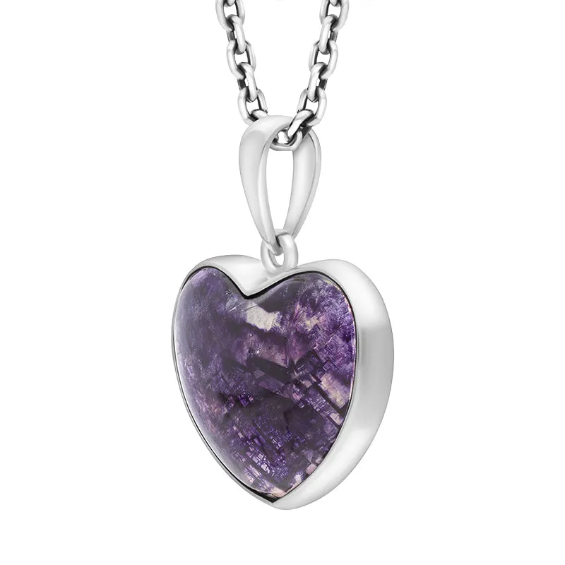 Sterling Silver Blue John Heart Pendant Necklace D