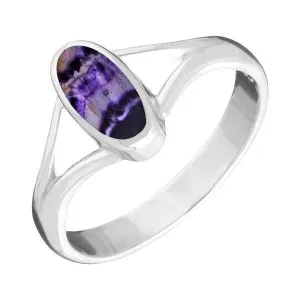 Sterling Silver Blue John Heritage Oval Split Shoulder Ring
