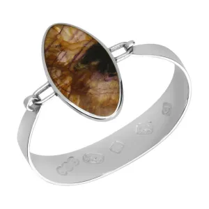 Sterling Silver Blue John Large Portrait Oval Bangle
