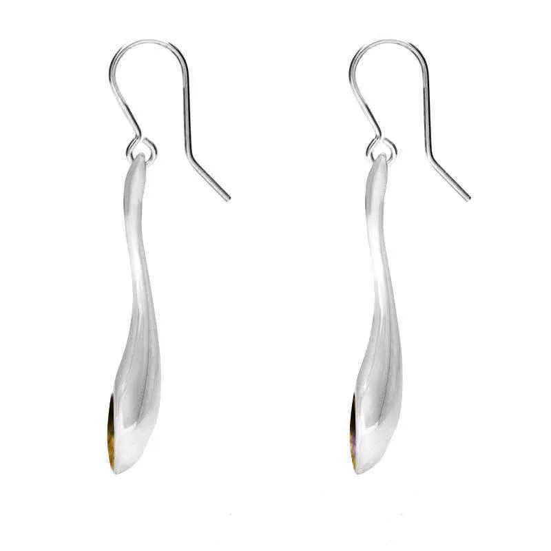 Sterling Silver Blue John Long Tapered Drop Hook Earrings