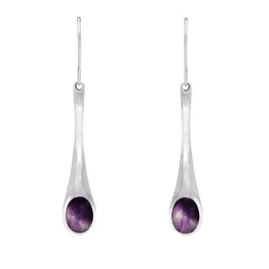 Sterling Silver Blue John Long Tapered Drop Hook Earrings